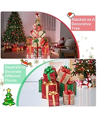 15 Stacked Pre-Lit Gift Box Tower 67'' Lighted Present Decoration with 450 Lights