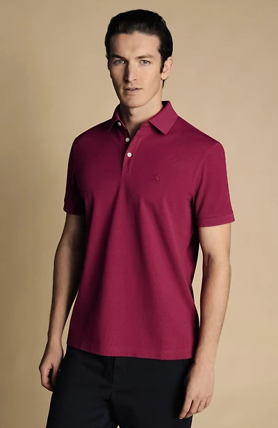 Charles Tyrwhitt Men's Solid Short Sleeve Cotton Pique Polo