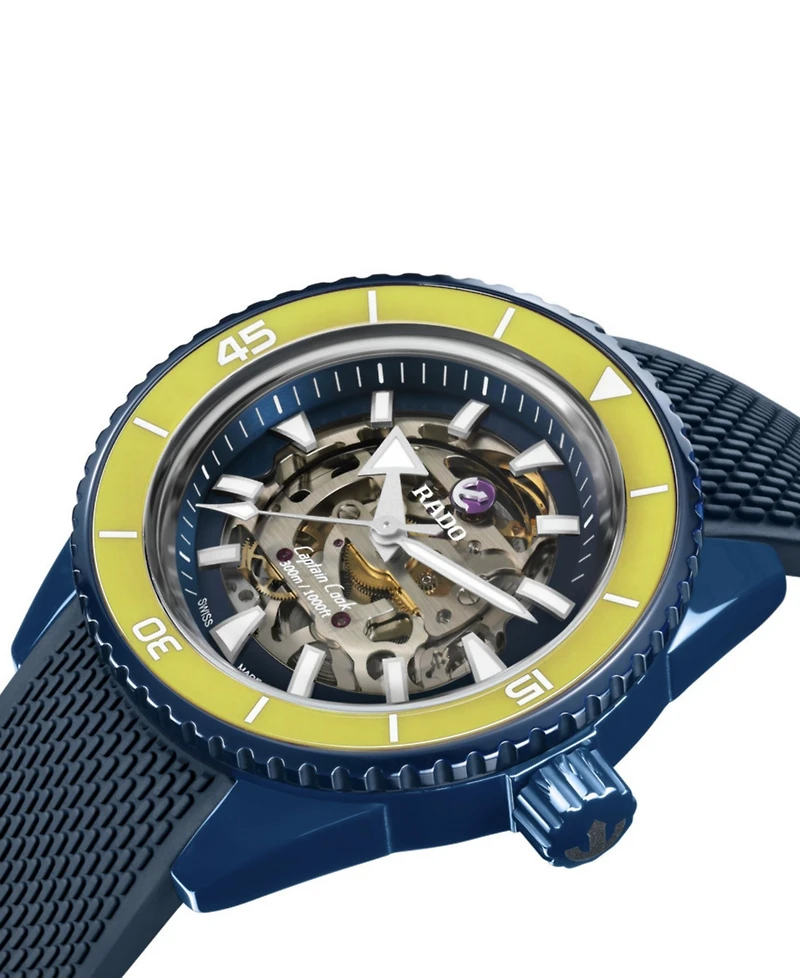 Rado Men's Swiss Automatic Captain Cook Navy Blue High-Tech Ceramic Bracelet Watch 43mm