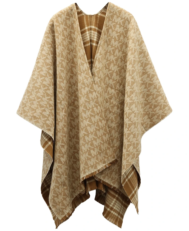 Michael Kors Mk Plaid Reversible Ruana