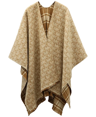 Michael Kors Mk Plaid Reversible Ruana