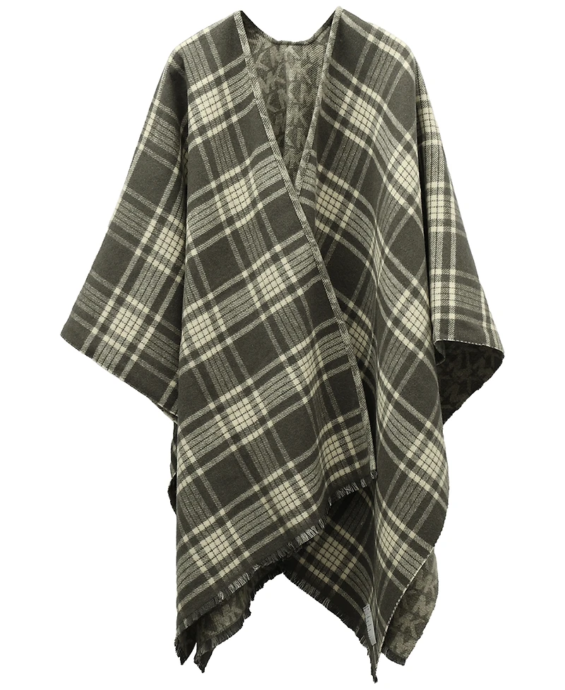Michael Michael Kors Mk Plaid Reversible Ruana