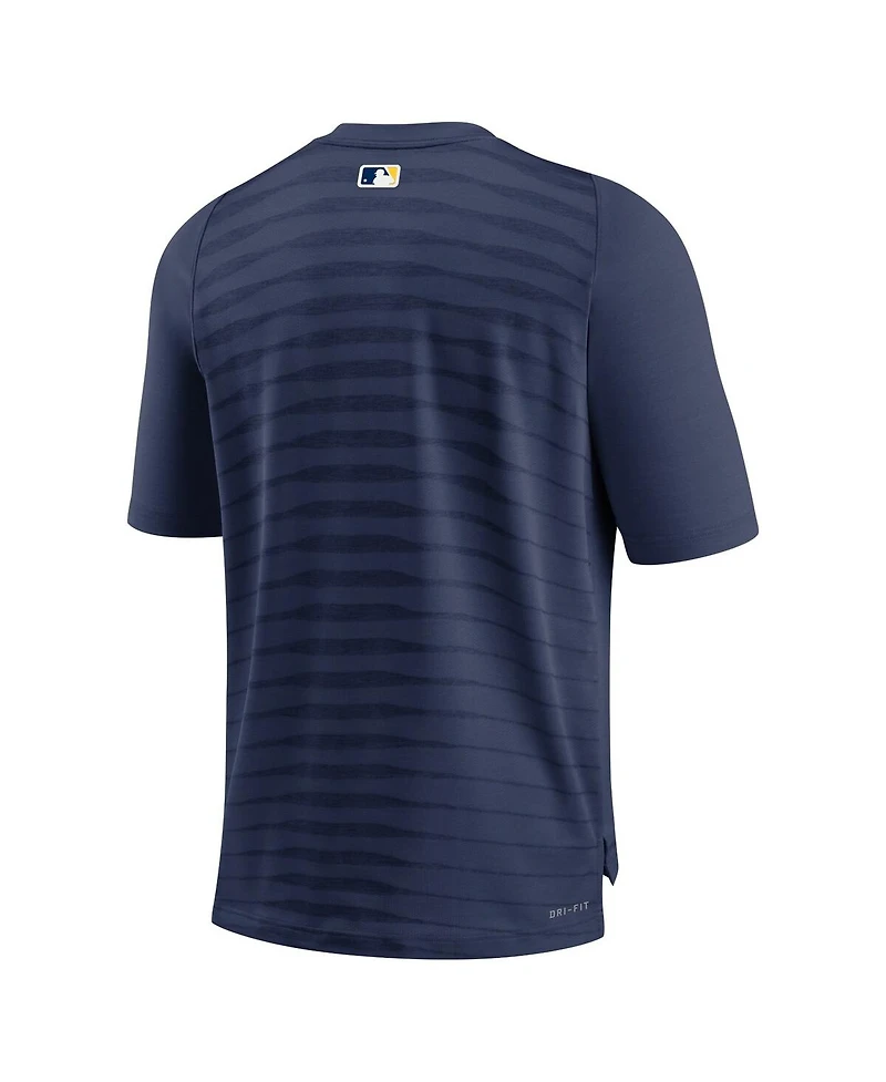 Nike Men's Navy Milwaukee Brewers Authentic Collection Pregame Raglan Performance V-Neck T-Shirt