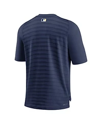 Nike Men's Navy Milwaukee Brewers Authentic Collection Pregame Raglan Performance V-Neck T-Shirt