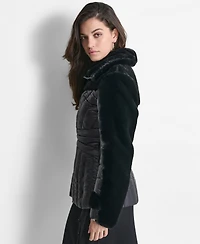 Dkny Women's Faux-Fur Spread-Collar Puffer Jacket