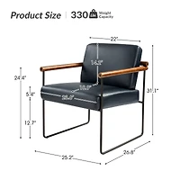 Hulala Home Justo Modern Arm Chair with Sturdy Metal Tube Side
