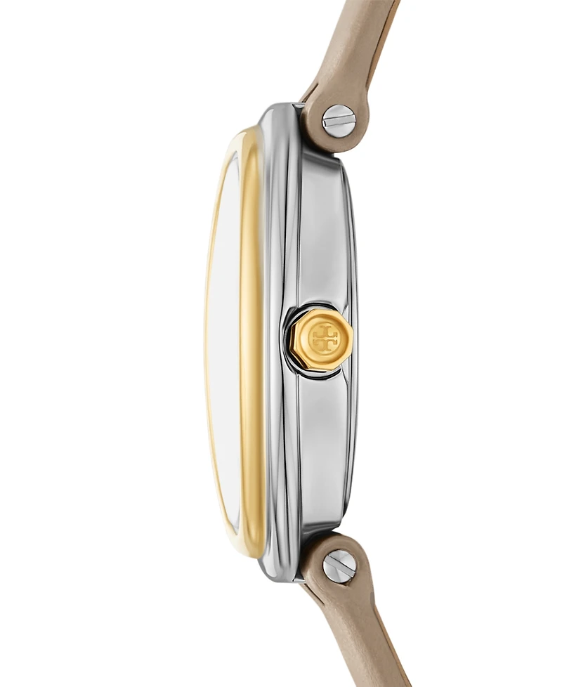 Tory Burch Women's The Oval Gray Leather Strap Watch 22mm