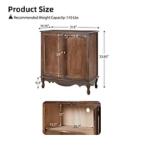 Hulala Home Farmhouse Pallantium 34" Tall 2-door Accent Cabinet with Adjustable Legs