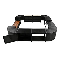 Streamdale Versatile Patio Furniture Lounge Sofa Set with Storage, Grey Rattan