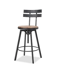 Rustic-Chic Barstool Fir Wood Seat, Metal Frame