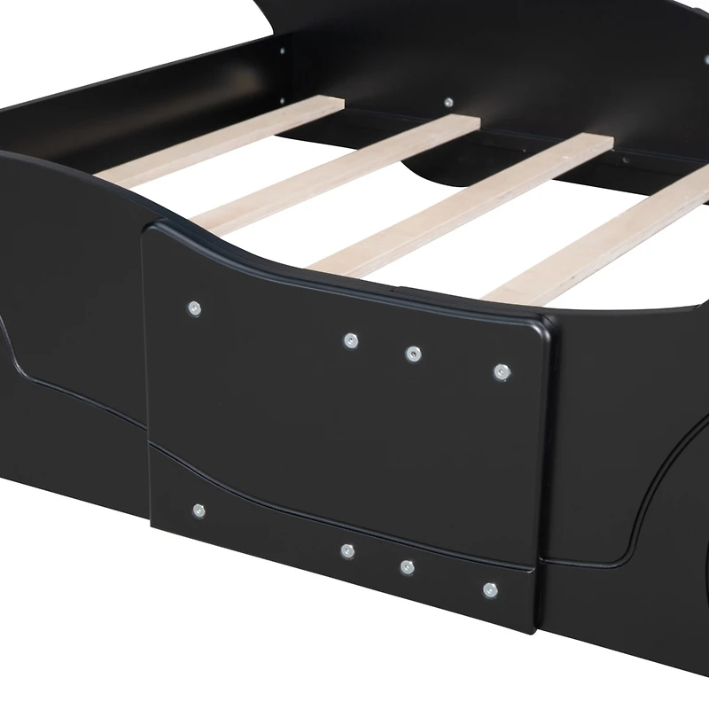 Streamdale Full Race Car-Shaped Platform Bed With Wheels