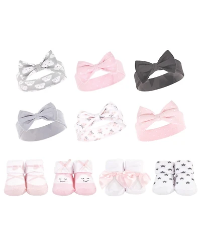 Hudson Baby Girls 10Pc Headband and Socks Set