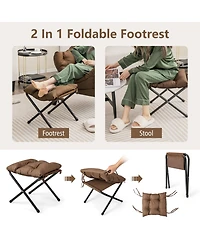 Modern Accent Chair with Folding Footrest and Side Pocket for Living Room