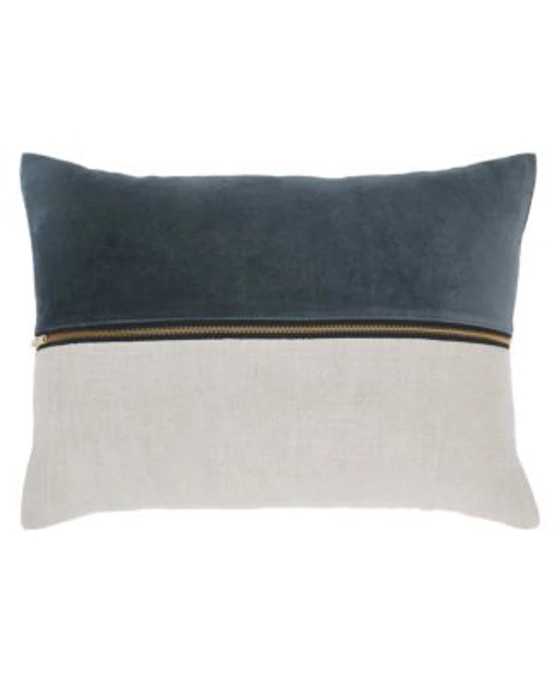 Ihi Home Lumbar Velvet Linen Zipper Pillow