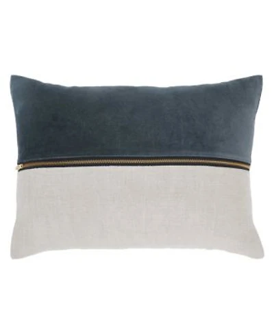 Ihi Home Lumbar Velvet Linen Zipper Pillow