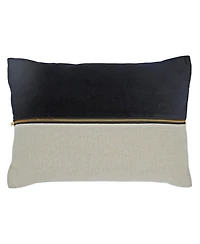 Ihi Home Lumbar Velvet Linen Zipper Pillow, 14"x 20"