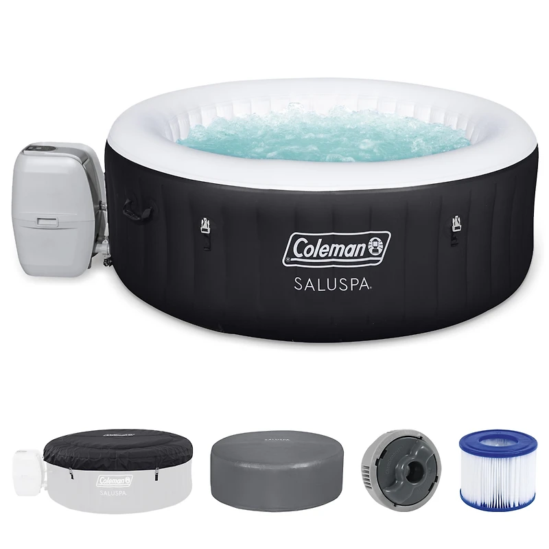 Bestway Coleman Miami AirJet Inflatable Hot Tub with EnergySense Cover, Black