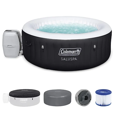Bestway Coleman Miami AirJet Inflatable Hot Tub with EnergySense Cover, Black