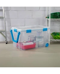 Sterilite 120 Qt Wheeled Gasket Box Stackable Storage Bin with Latch Lid, 3 Pack