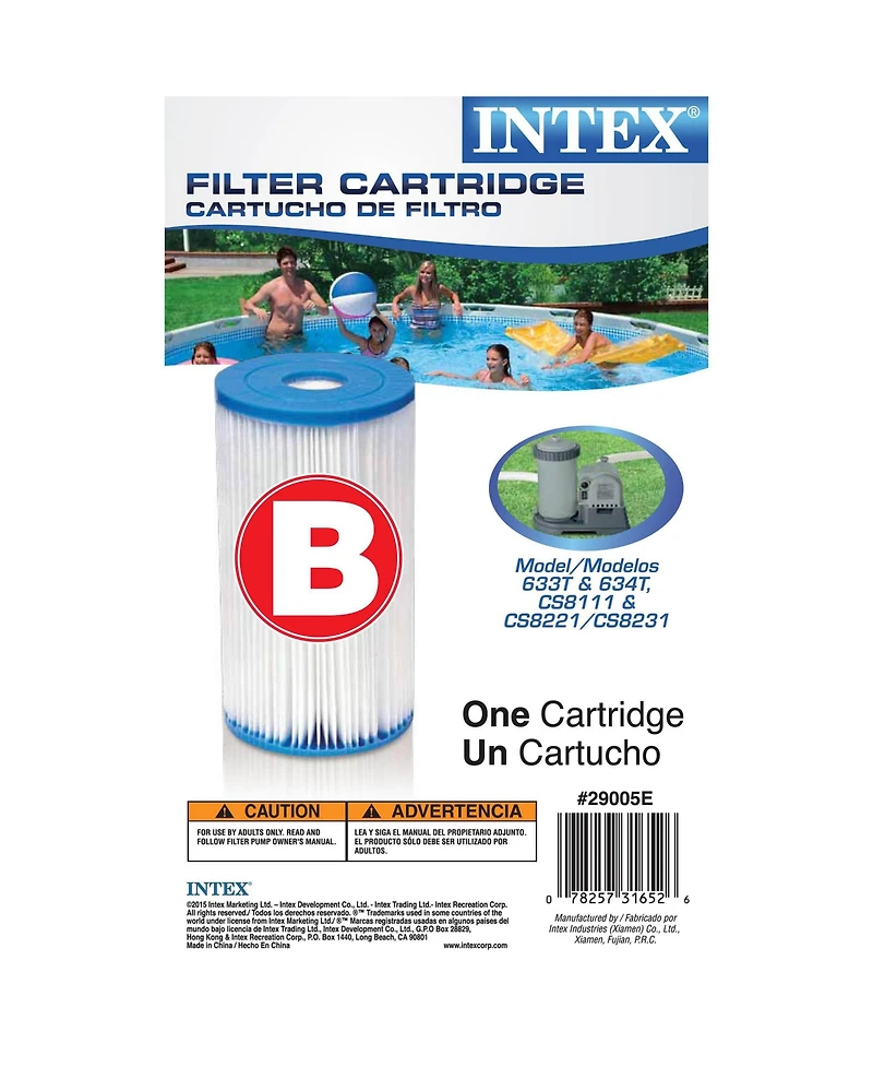 Intex Easy Set Type B Replacement Filter Cartridge for Swimming Pools, (4 Pack