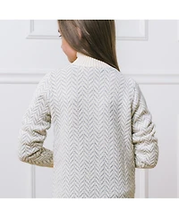 Hope & Henry Girls Long Sleeve Toggle Sweater Coat with Zipper