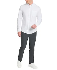 Kenneth Cole Men's Slim-Fit Plain White Performance Long-Sleeve Button-Down Shirt