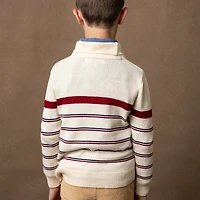 Hope & Henry Boys Organic Long Sleeve Striped Shawl Collar Sweater