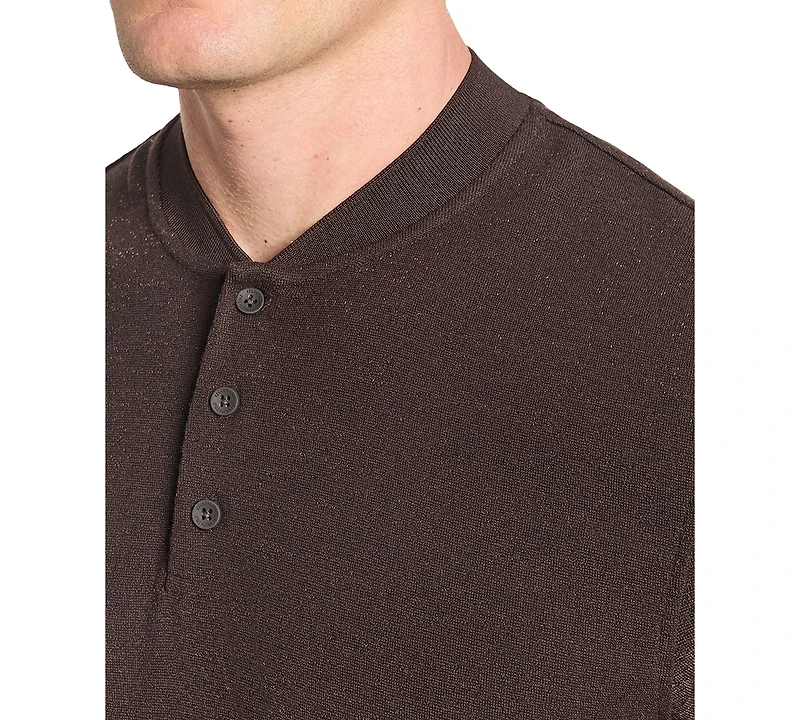 Kenneth Cole Men's Textured-Knit Bomber-Collar Performance Henley