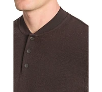 Kenneth Cole Men's Textured-Knit Bomber-Collar Performance Henley