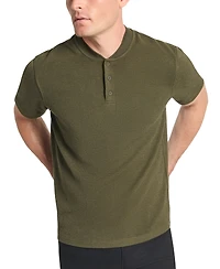 Kenneth Cole Men's Textured-Knit Bomber-Collar Performance Henley