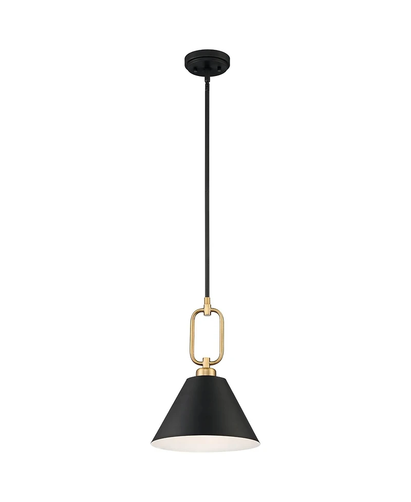Stiffel Black Warm Gold Mini Pendant Light 11 1/2" Wide Modern Cone Shade Fixture for Dining Room House Kitchen Entryway Bedroom