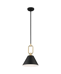 Stiffel Black Warm Gold Mini Pendant Light 11 1/2" Wide Modern Cone Shade Fixture for Dining Room House Kitchen Entryway Bedroom