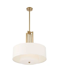 Possini Euro Design Sundry Warm Brass Pendant Chandelier 24" Wide Modern Double Drum Shades 4-Light Fixture for Dining Room House Foyer Kitchen I