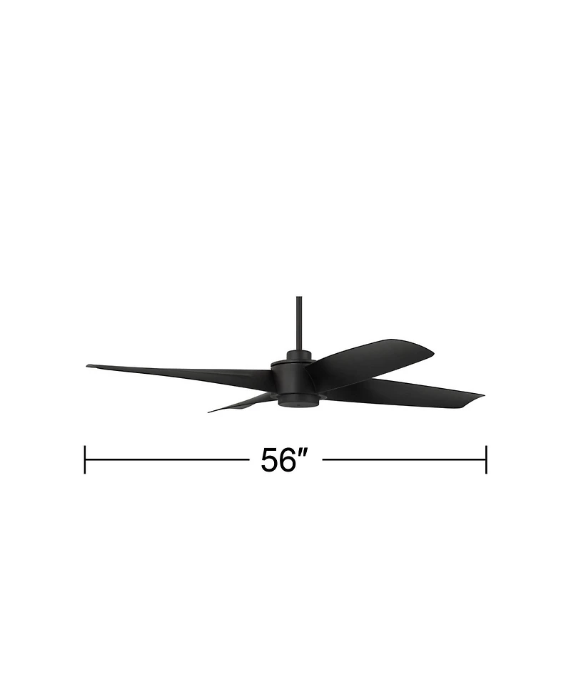 56" Casa Vieja Modern Industrial Outdoor Ceiling Fan with Remote Control Black Damp Rated for Patio Exterior House Home Porch
