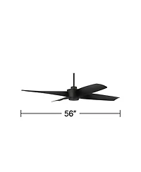 56" Casa Vieja Modern Industrial Outdoor Ceiling Fan with Remote Control Black Damp Rated for Patio Exterior House Home Porch