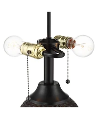 360 Lighting Cody Rustic Farmhouse Table Lamps 26" High Set of 2 Hammered Oiled Bronze Oatmeal Linen Drum Shade for Bedroom Living Room Bedside H