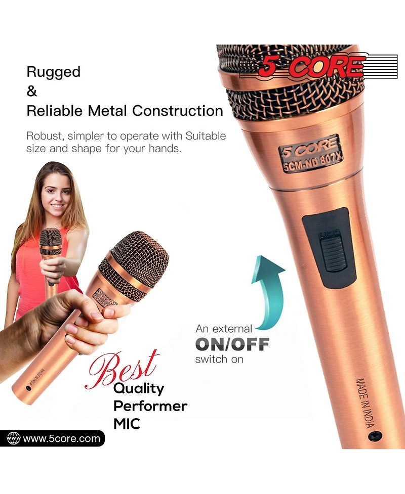 5 Core Mic Karaoke Dynamic Handheld Xlr Microphone for Professional Vocal Recording Live Stage Singing Music Neodymium 1/4 Corded Wired Microfono