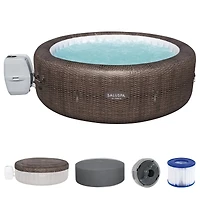 Bestway SaluSpa St Moritz AirJet Inflatable Hot Tub w/ EnergySense Cover, Brown