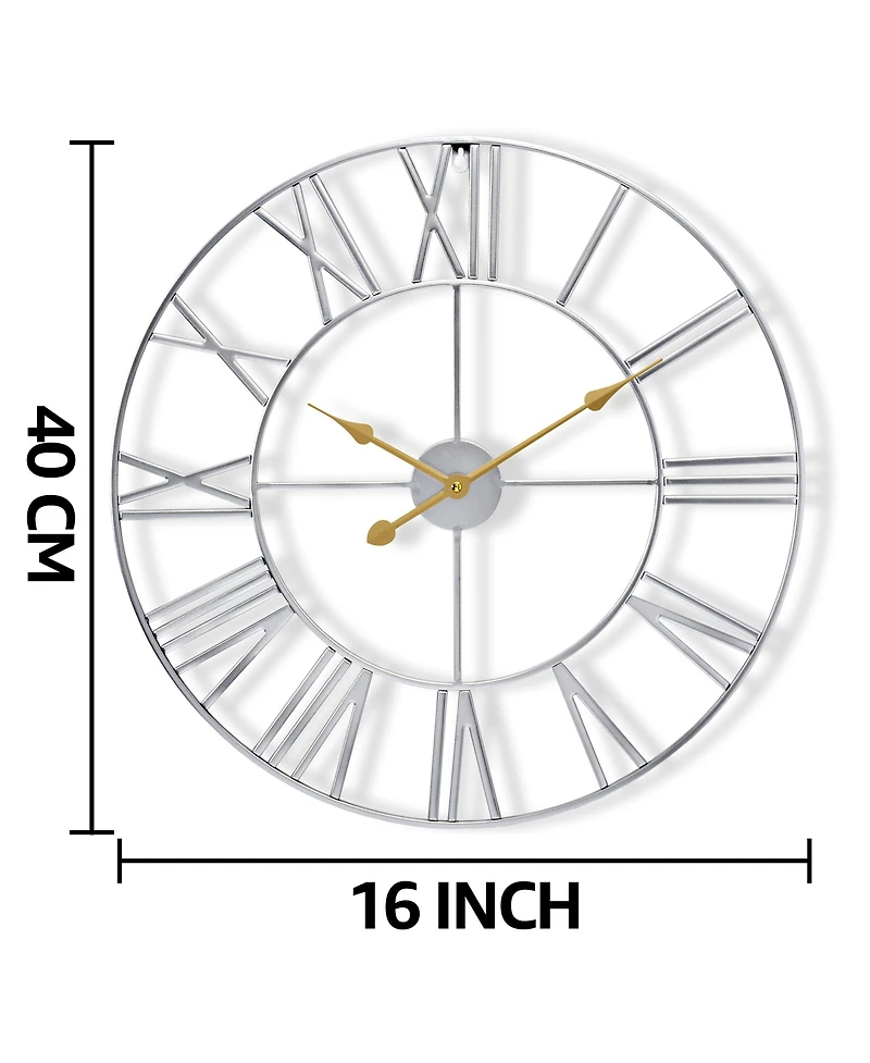 Sorbus Large Wall Clock for Living Room Decor - Roman Numeral Kitchen 16 inch Decorative (Gold)