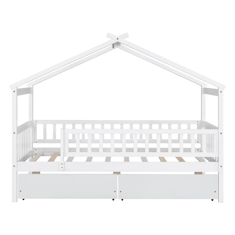 Streamdale Twin Wooden House Bed With Two Drawers