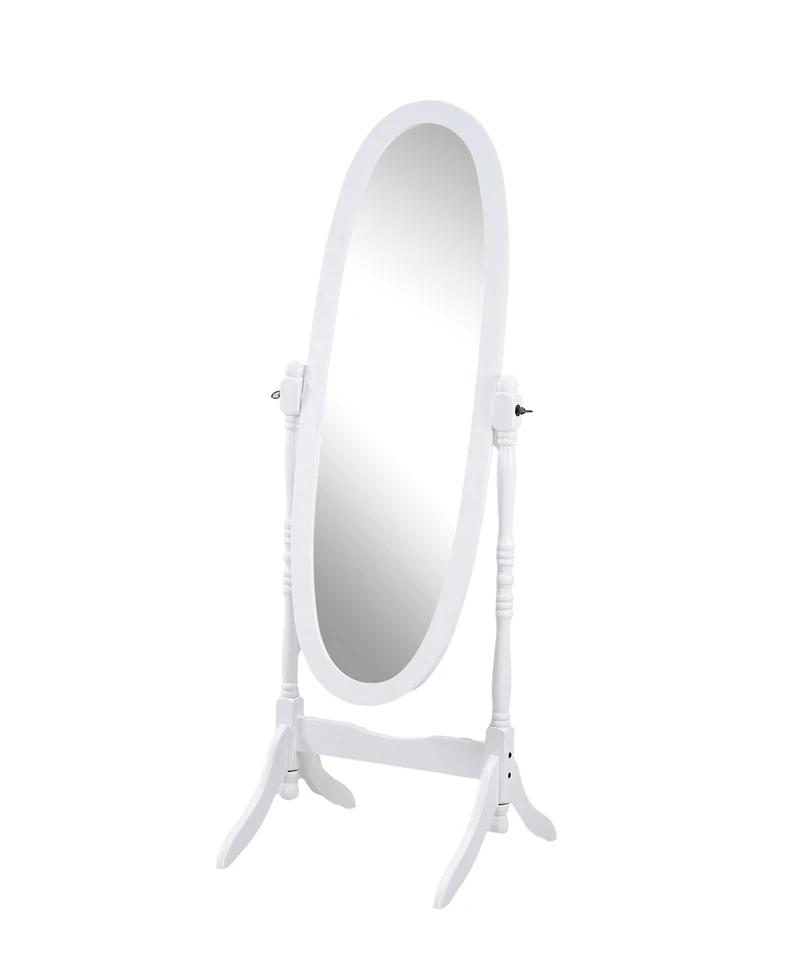 Streamdale Traditional Queen Anna Style Wood Floor Cheval Mirror, White Finish
