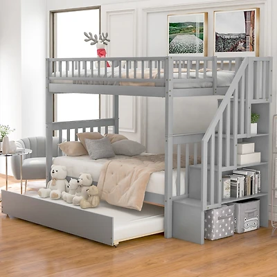 Streamdale Twin Over Twin Bunk Bed With Trundle And Storage