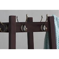 Coat Rack w/ 3-Tier Storage Shelves in Espresso Finish