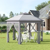 Outsunny 13' x 11' Pop Up Gazebo with Double Roof & Mesh Sidewalls,