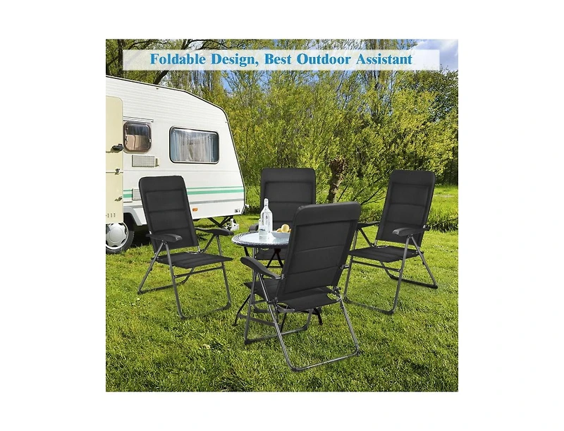 Slickblue Set of 4 Patio Folding Chairs with Adjustable Backrest