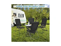 Slickblue Set of 4 Patio Folding Chairs with Adjustable Backrest