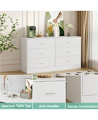 Sugift 6 Drawer White Dresser for Bedroom Versatile Chests of Drawers