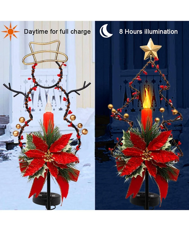 2-Pack Solar Candle Pathway Lights Outdoor Waterproof