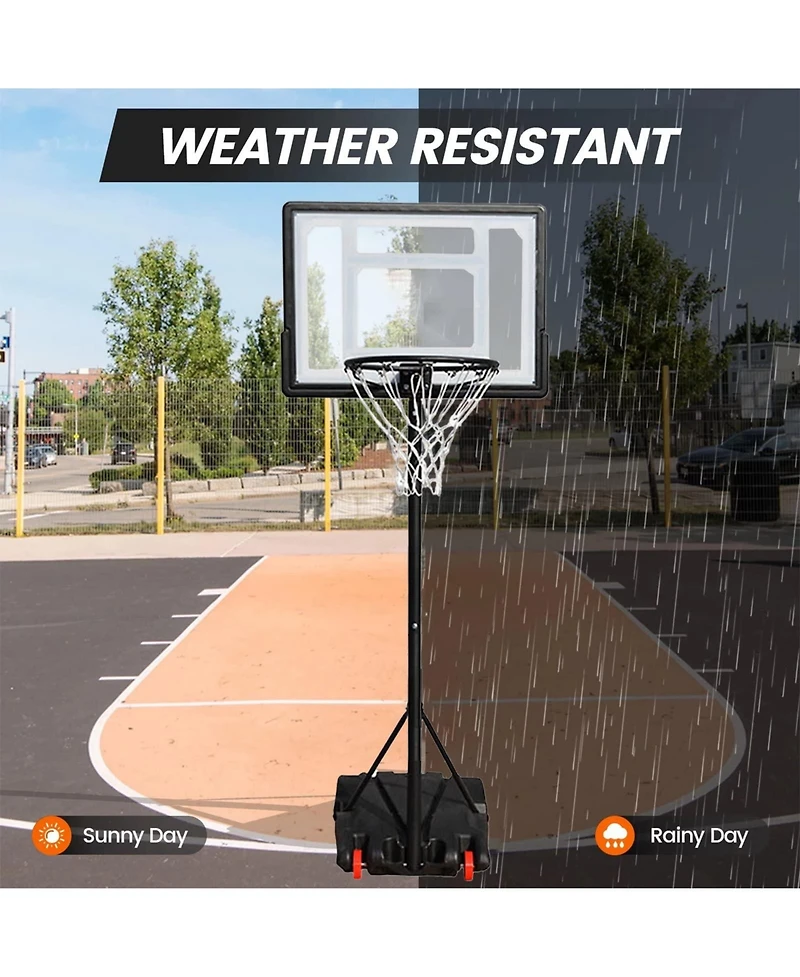 Givimo Basketball Hoop 32in Backboard Height Adjustable Portable Basketball System with 2 Wheels for Kids Adults, Removeable Basketball Hoop