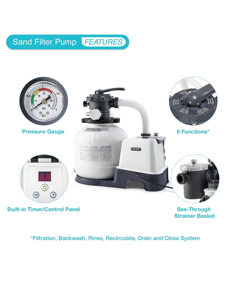 Intex 2,150 Gph 16" Krystal Clear Saltwater System and Sand Filter Pump